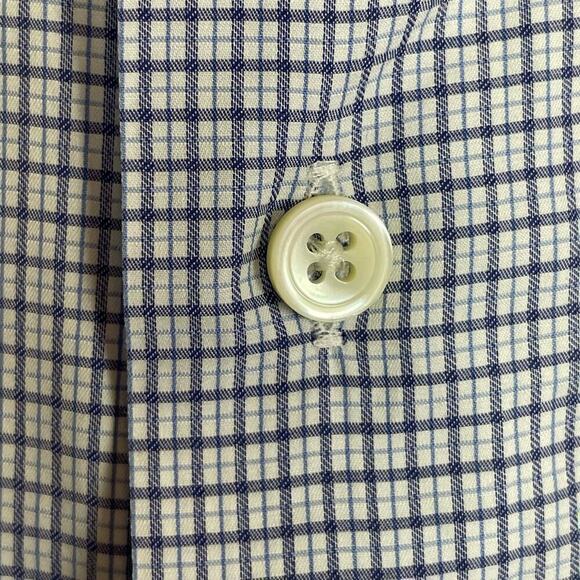 Canali 1934 Shirt Men's 43 17 Blue Gray Long Sleeve Button Up Plaid Italy - Picture 4 of 8
